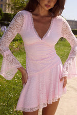 Load image into Gallery viewer, Natalya Sleeved Lace Mini Dress - Musk
