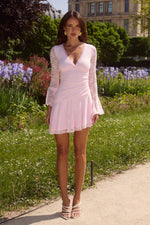 Load image into Gallery viewer, Natalya Sleeved Lace Mini Dress - Musk
