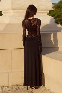 Larna Sleeved Maxi Dress - Black