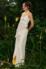 Load image into Gallery viewer, Larissa Low Waisted Wrap Maxi Skirt - Off White

