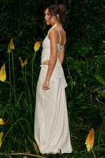 Load image into Gallery viewer, Larissa Low Waisted Wrap Maxi Skirt - Off White
