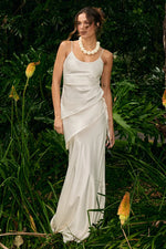 Load image into Gallery viewer, Larissa Low Waisted Wrap Maxi Skirt - Off White
