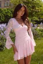 Load image into Gallery viewer, Natalya Sleeved Lace Mini Dress - Musk
