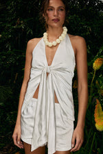 Load image into Gallery viewer, Kaeli Tie Front Halter Top - Off White
