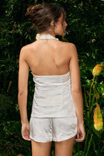 Load image into Gallery viewer, Kaeli Tie Front Halter Top - Off White
