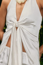 Load image into Gallery viewer, Kaeli Tie Front Halter Top - Off White
