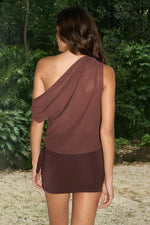 Load image into Gallery viewer, Kelli Tailored Wrap Mini Skort - Chocolate
