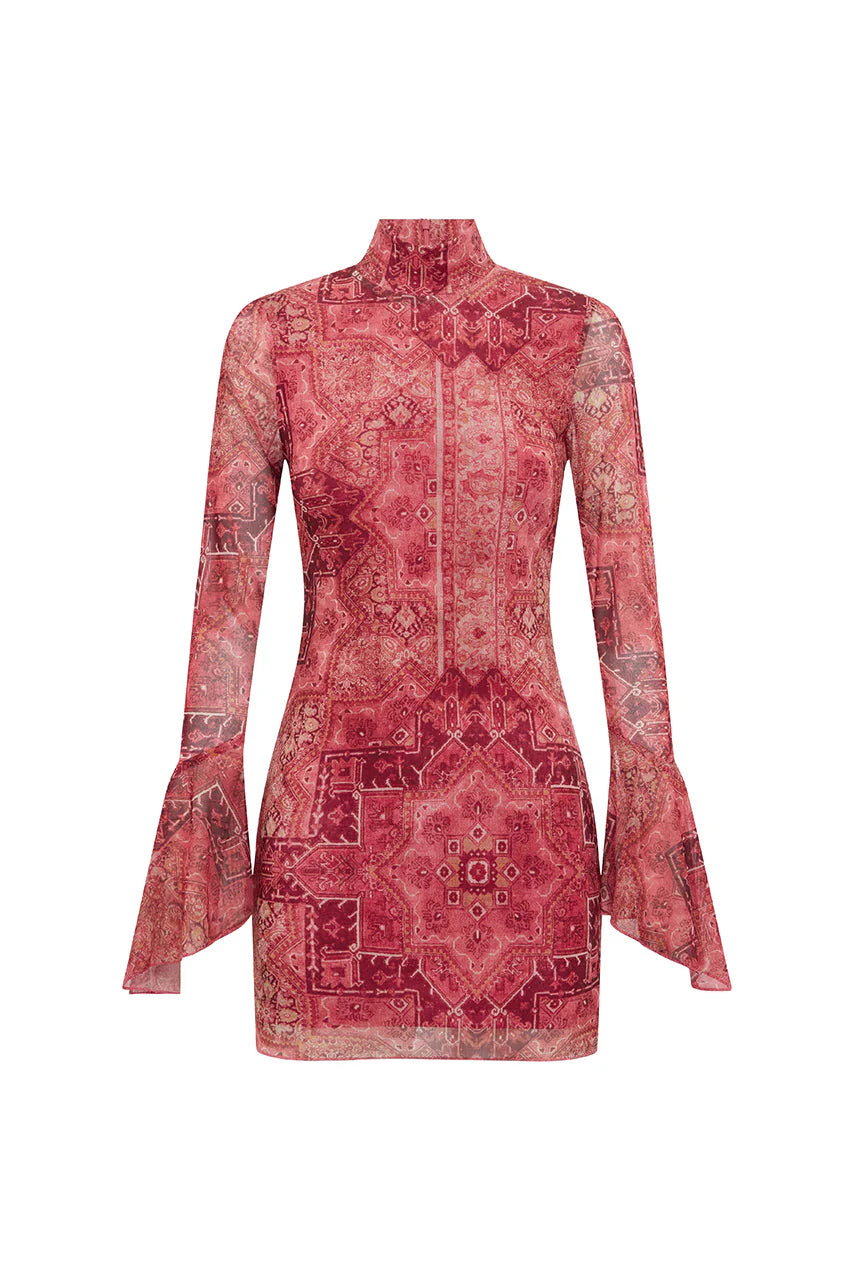 Genelle Sleeved Mini Dress - Gaia Pink