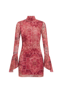 Genelle Sleeved Mini Dress - Gaia Pink
