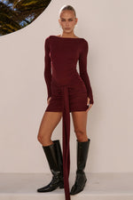 Load image into Gallery viewer, Petra Sleeved Mini Dress - Wine
