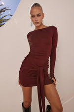 Load image into Gallery viewer, Petra Sleeved Mini Dress - Wine
