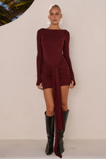 Load image into Gallery viewer, Petra Sleeved Mini Dress - Wine
