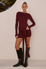 Load image into Gallery viewer, Petra Sleeved Mini Dress - Wine
