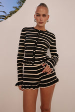 Load image into Gallery viewer, Donna Long Sleeve Knit Top - Black/Cream
