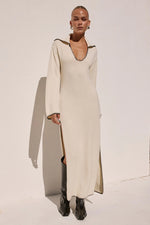 Load image into Gallery viewer, Ivana Sleeved Knit Maxi Dress - Cream
