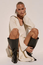 Load image into Gallery viewer, Ivana Sleeved Knit Maxi Dress - Cream
