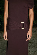 Load image into Gallery viewer, Kamryn Off Shoulder Maxi Dress - Chocolate
