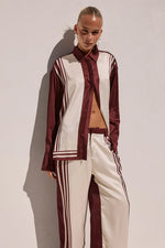 Load image into Gallery viewer, Zara Sleeved Shirt - Wine Stripe
