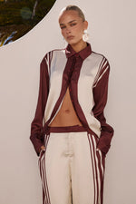 Load image into Gallery viewer, Zara Sleeved Shirt - Wine Stripe
