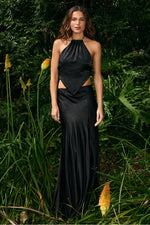 Load image into Gallery viewer, Rodie Low Waisted Godet Maxi Skirt - Black
