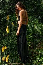 Load image into Gallery viewer, Rodie Low Waisted Godet Maxi Skirt - Black
