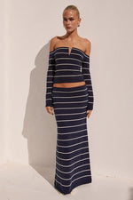 Load image into Gallery viewer, Anya Knit Maxi Skirt - Navy Stripe
