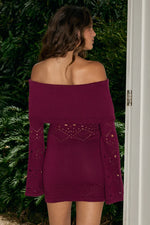 Load image into Gallery viewer, Milah Off Shoulder Knit Mini Dress - Berry
