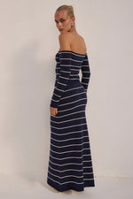 Load image into Gallery viewer, Anya Sleeved Knit Top - Navy Stripe
