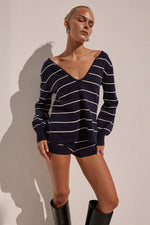 Load image into Gallery viewer, Eleonora Knit Hot Shorts - Navy Stripe
