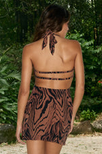 Load image into Gallery viewer, Azari Halter Mini Dress - Triana Choco

