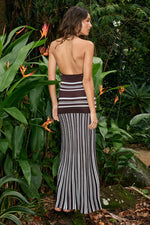 Load image into Gallery viewer, Suki Halter Maxi Dress - Chocolate/Blue
