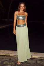 Load image into Gallery viewer, Luisa Sequin Waistband Maxi Skirt - Fern
