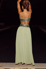 Load image into Gallery viewer, Luisa Sequin Waistband Maxi Skirt - Fern
