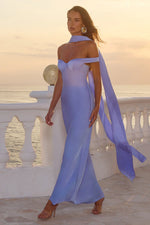 Load image into Gallery viewer, Raphaella Off Shoulder Maxi Dress - Bluebell
