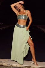 Load image into Gallery viewer, Luisa Sequin Waistband Maxi Skirt - Fern
