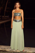 Load image into Gallery viewer, Luisa Sequin Waistband Maxi Skirt - Fern
