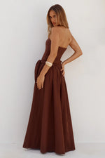 Load image into Gallery viewer, Maeve Strapless Side Tie Maxi Dress - Chocolate
