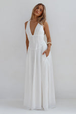 Load image into Gallery viewer, Leonora Deep V Corset Maxi Dress - White
