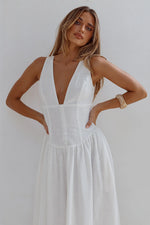 Load image into Gallery viewer, Leonora Deep V Corset Maxi Dress - White
