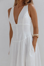 Load image into Gallery viewer, Leonora Deep V Corset Maxi Dress - White
