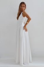 Load image into Gallery viewer, Leonora Deep V Corset Maxi Dress - White
