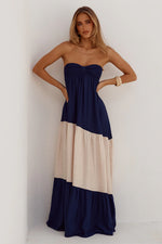 Load image into Gallery viewer, Vittoria Strapless Maxi Dress - Navy/Cream
