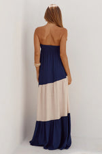 Load image into Gallery viewer, Vittoria Strapless Maxi Dress - Navy/Cream
