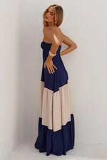 Load image into Gallery viewer, Vittoria Strapless Maxi Dress - Navy/Cream
