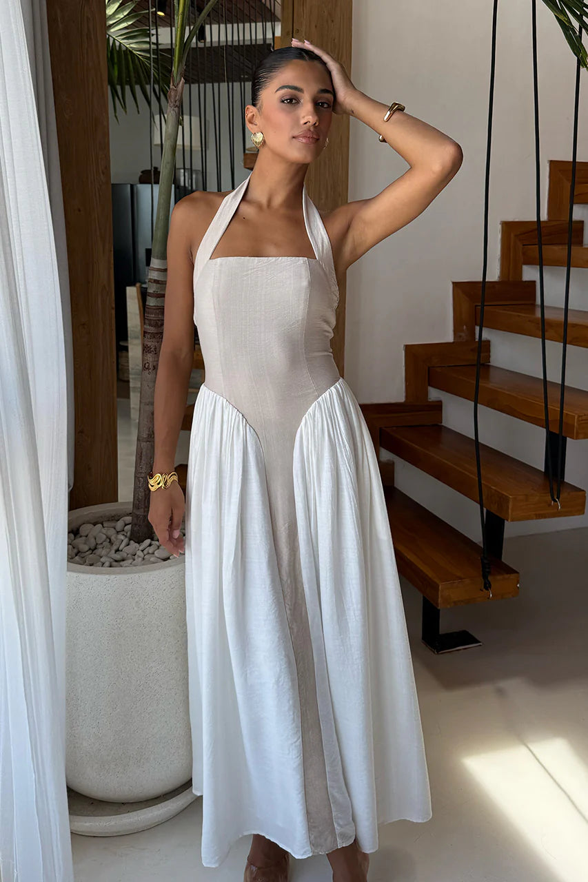 Sammi Midi Dress - Sand White
