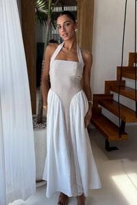 Sammi Midi Dress - Sand White