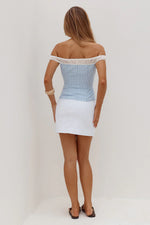 Load image into Gallery viewer, Carina Off Shoulder Fitted Top - Blue Stripe

