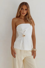 Load image into Gallery viewer, Vivian Strapless Flare Top - White
