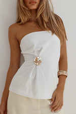 Load image into Gallery viewer, Vivian Strapless Flare Top - White

