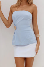 Load image into Gallery viewer, Vivian Strapless Flare Top - Powder Blue

